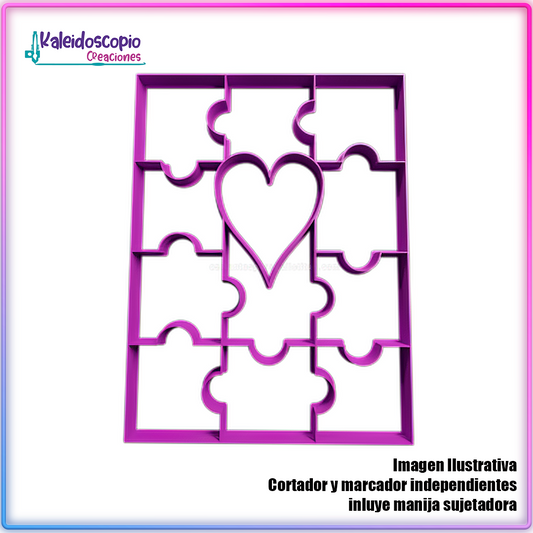Rompecabezas Corazon 2 San Valentin - Cortador de Galletas y Fondant