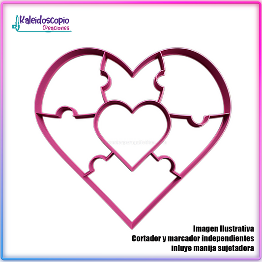 Rompecabezas Corazon 2 Silueta San Valentin - Cortador de Galletas y Fondant