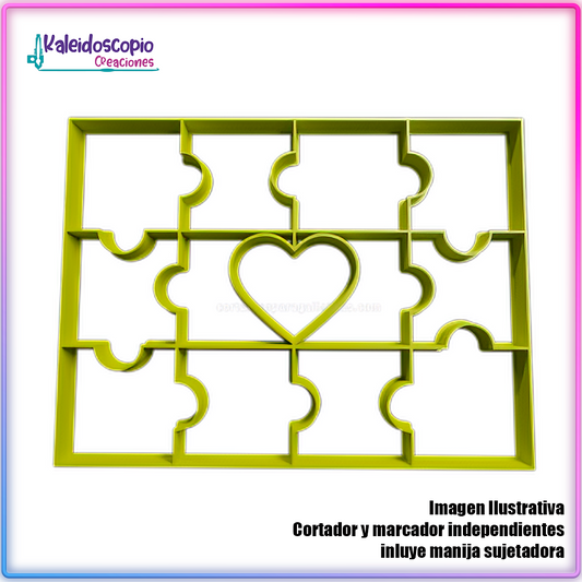 Rompecabezas Corazon San Valentin - Cortador de Galletas y Fondant