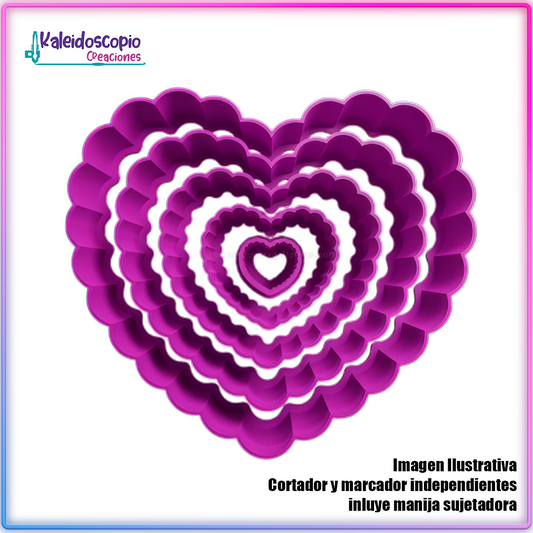 Set 5 Corazones San Valentin - Cortador de Galletas y Fondant