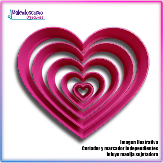 Set 5 Corazones San Valentin - Cortador de Galletas y Fondant