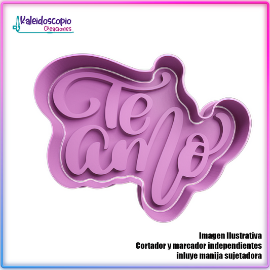Te amo letra cursiva San Valentin - Cortador de Galletas y Fondant