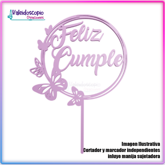 Feliz cumpleaños mariposas topper cake