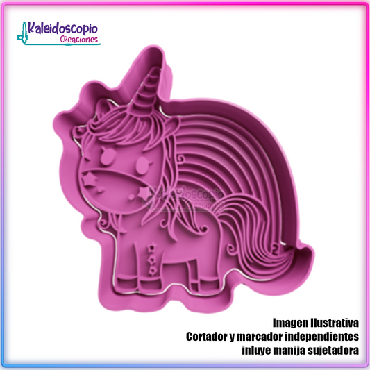 Unicornio Arcoiris Cortador para galletas y fondant