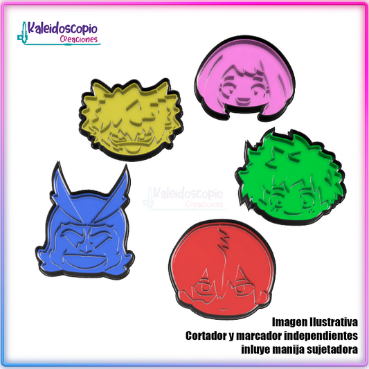 Academia de heroes pack de cortador para galletas y fondant