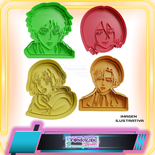 Cortador para galletas Attack on Titan 10 cm Pack 4 piezas