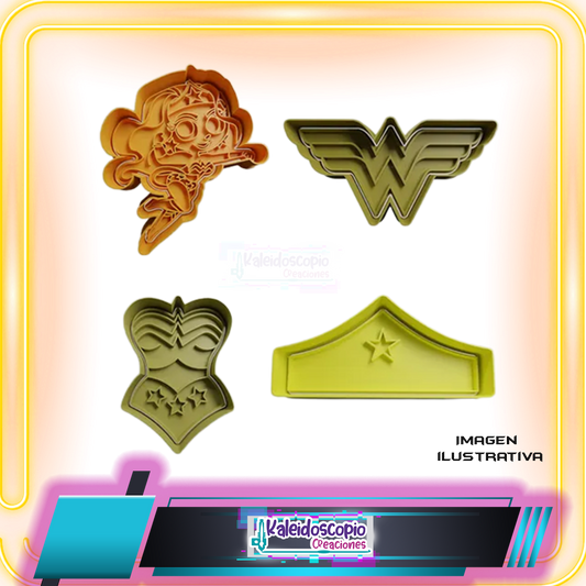 Cortador para galletas Wonder Woman Pack 4 piezas