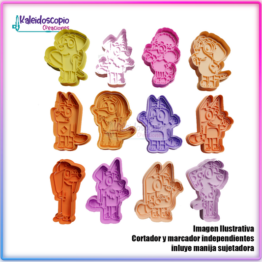Bluey Cartoon pack de cortador para galletas y fondant