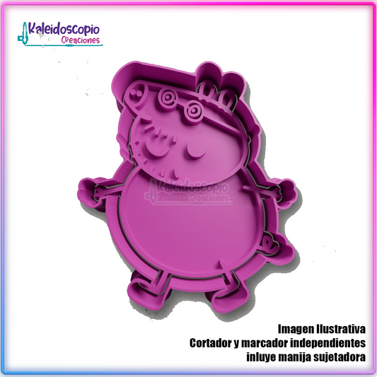 Papá Peppa Pig - Cortador para galletas y fondant