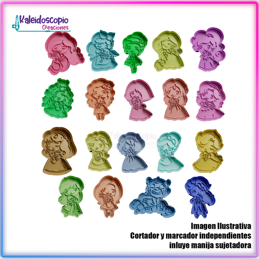 Princesas pack de cortador para galletas y fondant