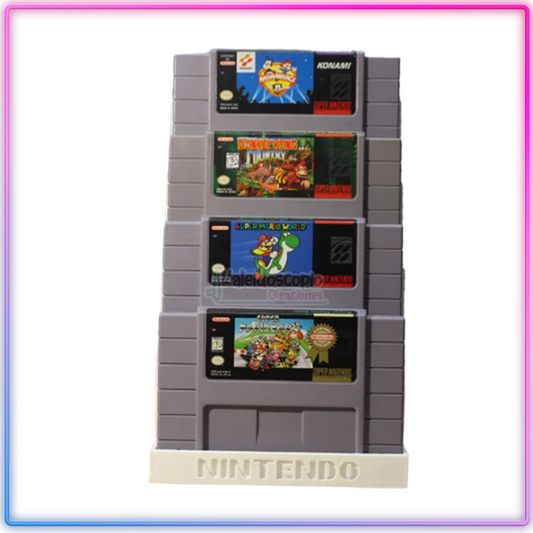 Super Nintendo Base Soporte 4 cartuchos