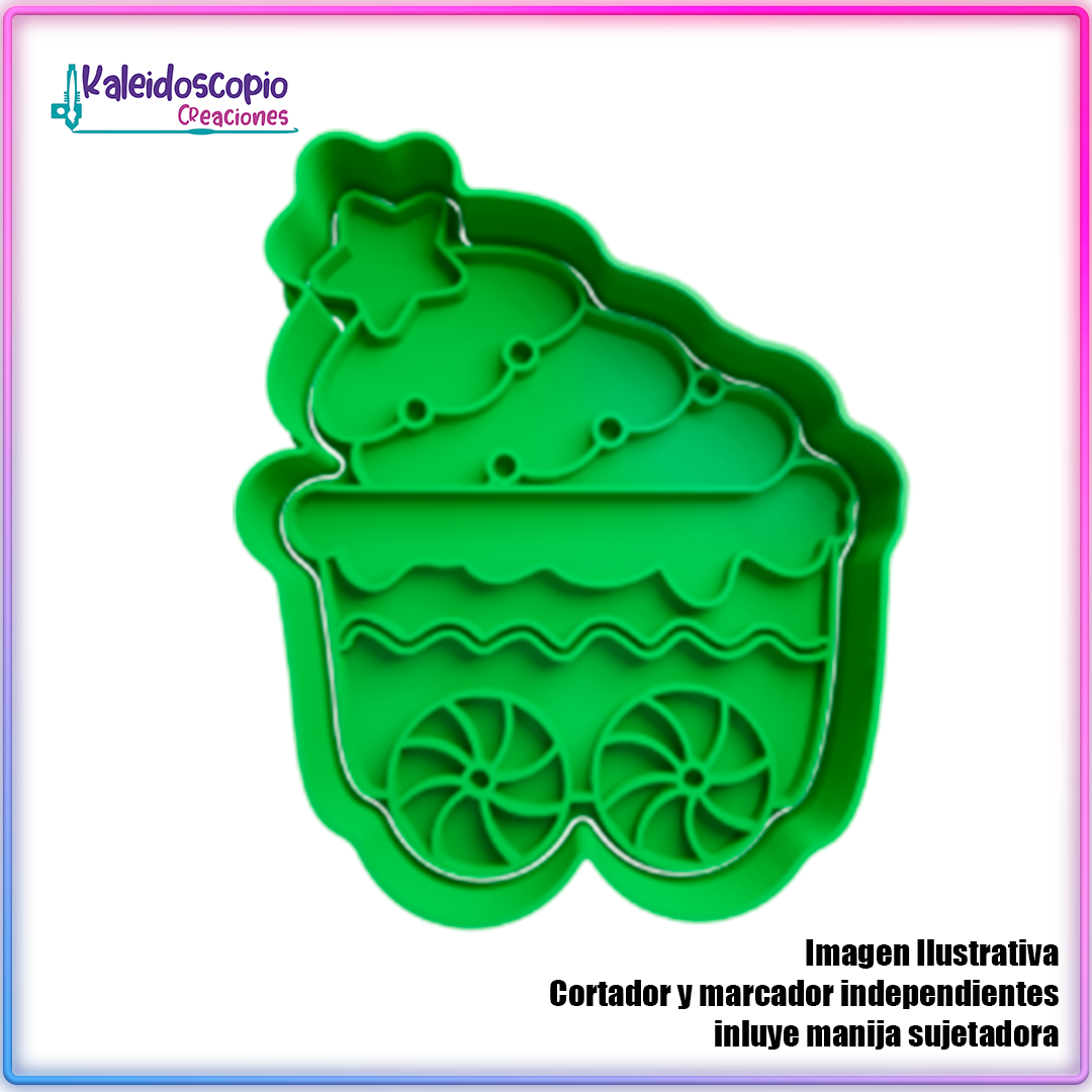 Bagon con Arbol de Navidad - Cortador de Galletas y Fondant