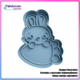 Conejo de Pascua Chibi con Zanahoria - Cortador de Galletas y Fondant