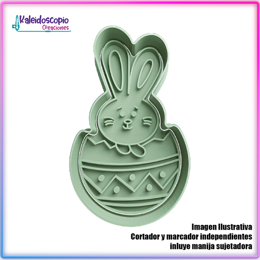 Conejo de Pascua Dentro de Huevo 2 - Cortador de Galletas y Fondant