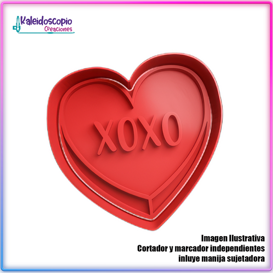 Corazon XOXO San Valentin  - Cortador de Galletas y Fondant