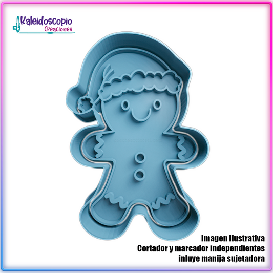 Niño de Jengibre con Gorro Feliz  - Cortador de Galletas y Fondant