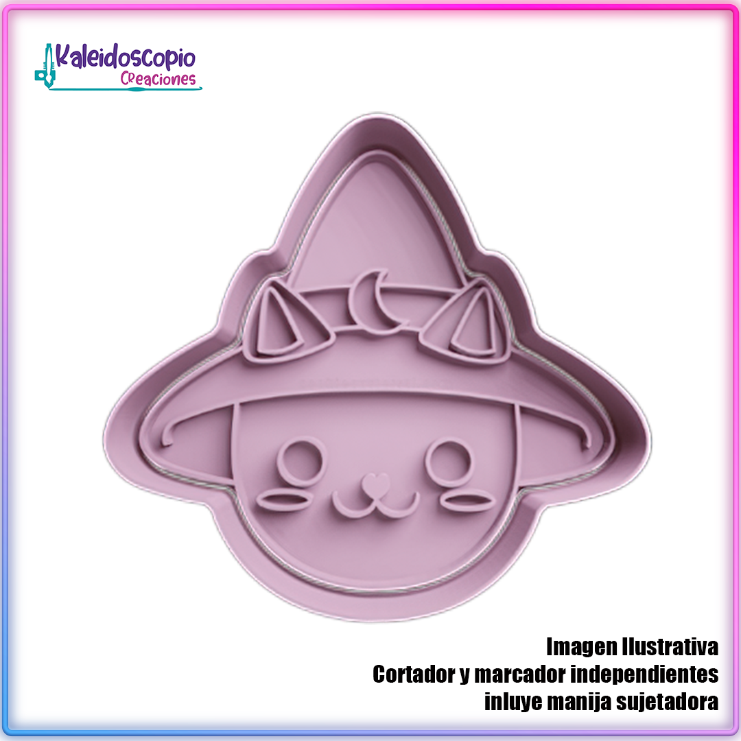 Gato Sombrero Bruja - Cortador de Galletas y Fondant