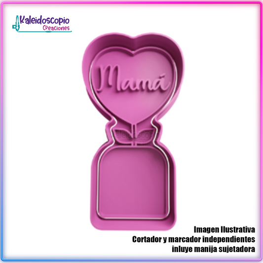 Mamá Flor con corazon Cortador para galletas y fondant