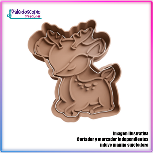 Reno Sentado Chibi - Cortador de Galletas y Fondant