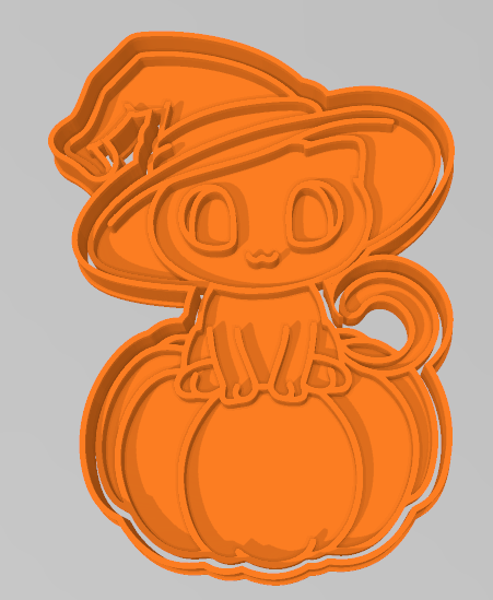 Gatito Halloween sobre calabaza STL