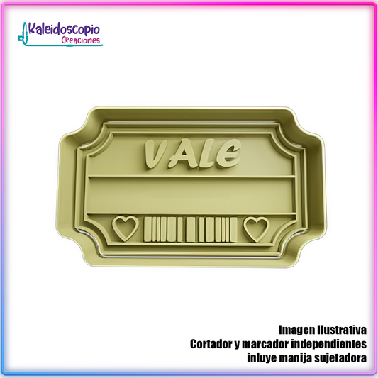 Vale Ticket San Valentin  - Cortador de Galletas y Fondant