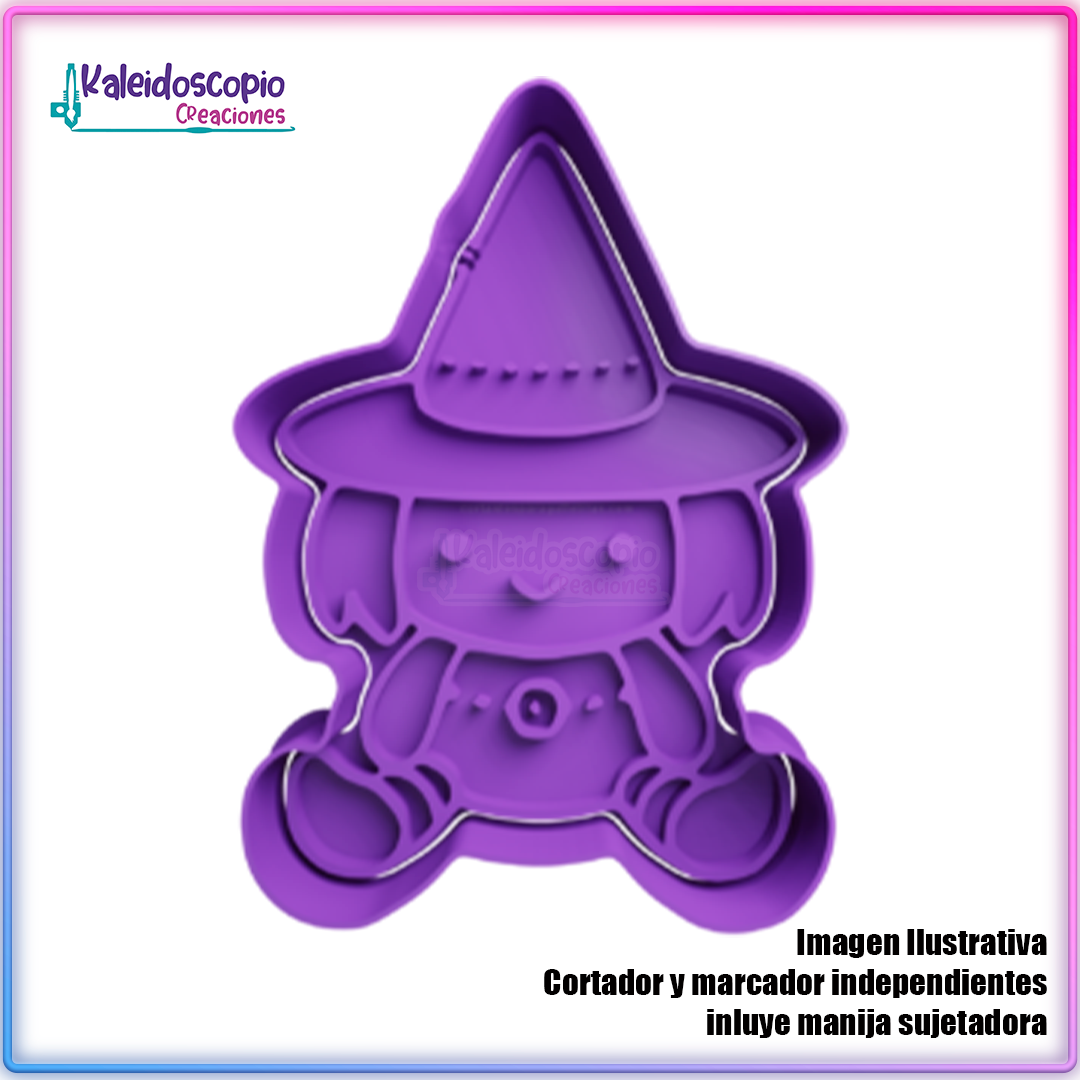 Bruja cute Cortador para galletas y fondant