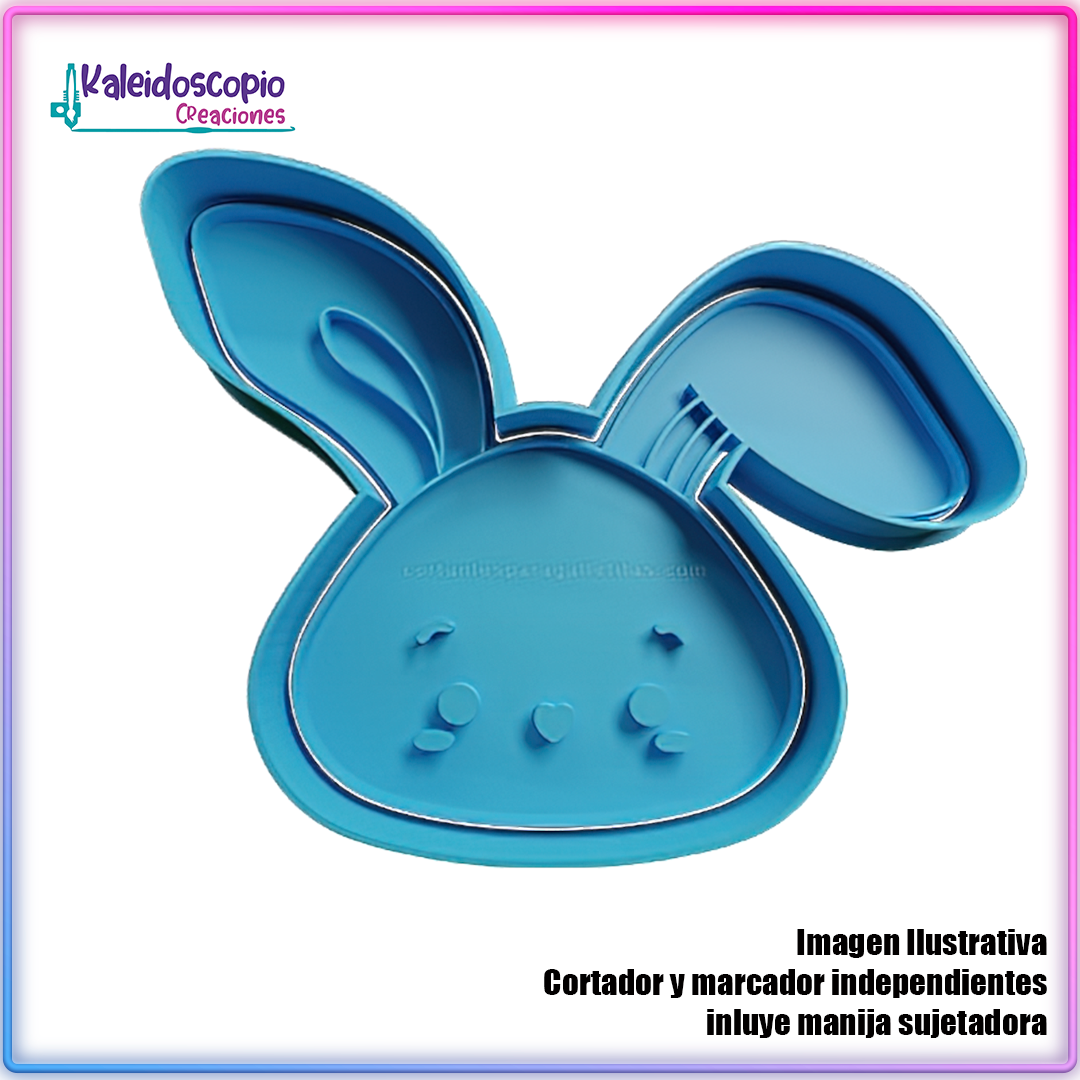 Cabeza del Conejo de Pascua Oreja Doblada - Cortador de Galletas y Fondant