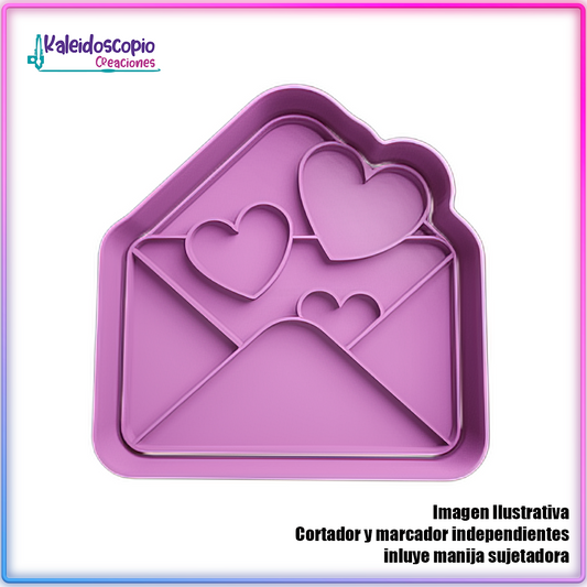 Carta con Corazones Volando San Valentin - Cortador de Galletas y Fondant