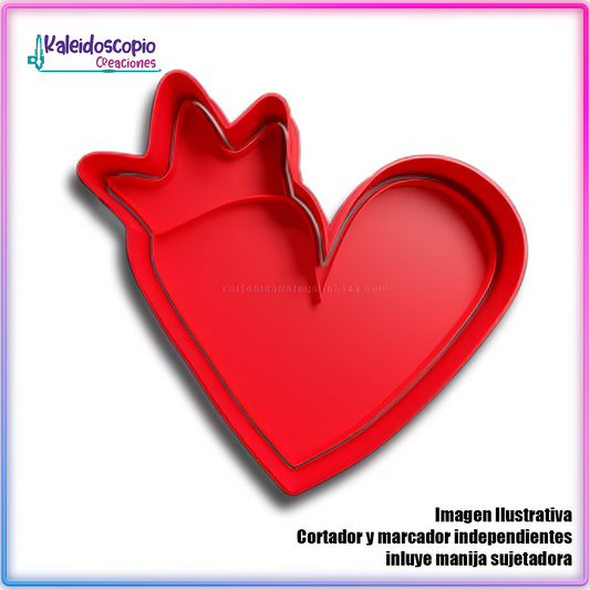 Corazon con Corona  San Valentin - Cortador de Galletas y Fondant