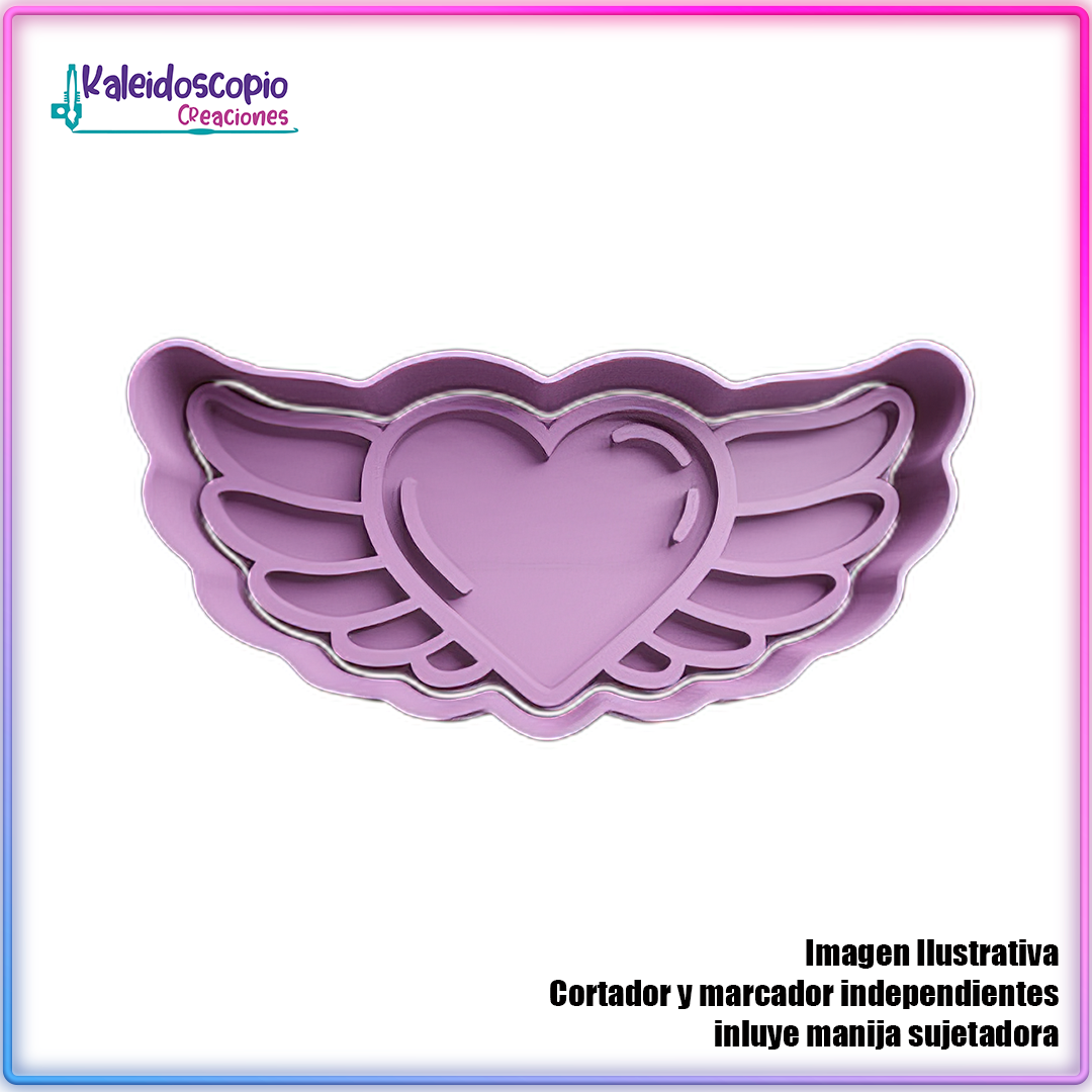 Corazon con Alas Brillante San Valentin - Cortador de Galletas y Fondant