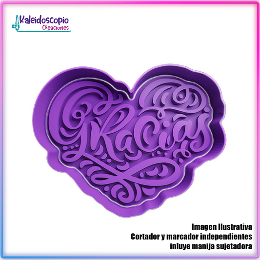 Corazon con Mensaje Gracias  San Valentin - Cortador de Galletas y Fondant