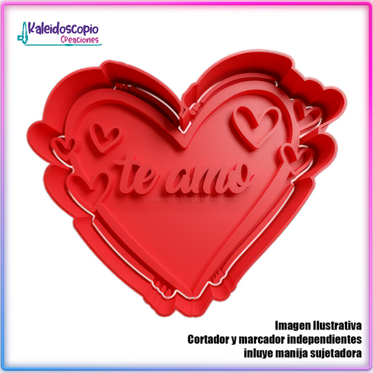 Coazon con Mensaje Te amo  San Valentin - Cortador de Galletas y Fondant