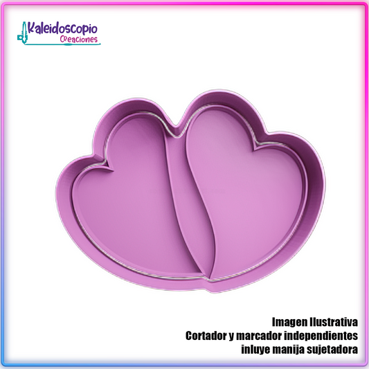 Dos Corazones Juntos San Valentin - Cortador de Galletas y Fondant