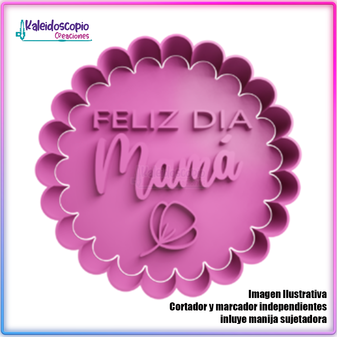 Feliz dia mamá flor Cortador para galletas y fondant