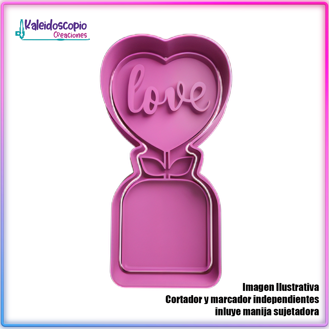 Flor Corazon Love San Valentin - Cortador de Galletas y Fondant