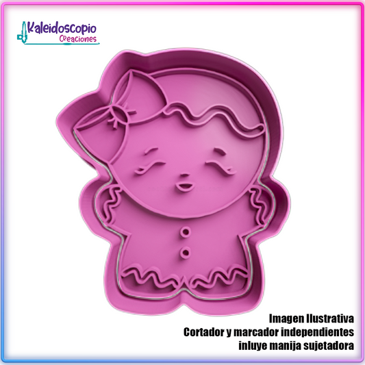 Niña Galleta de Jengibre Feliz - Cortador de Galletas y Fondant