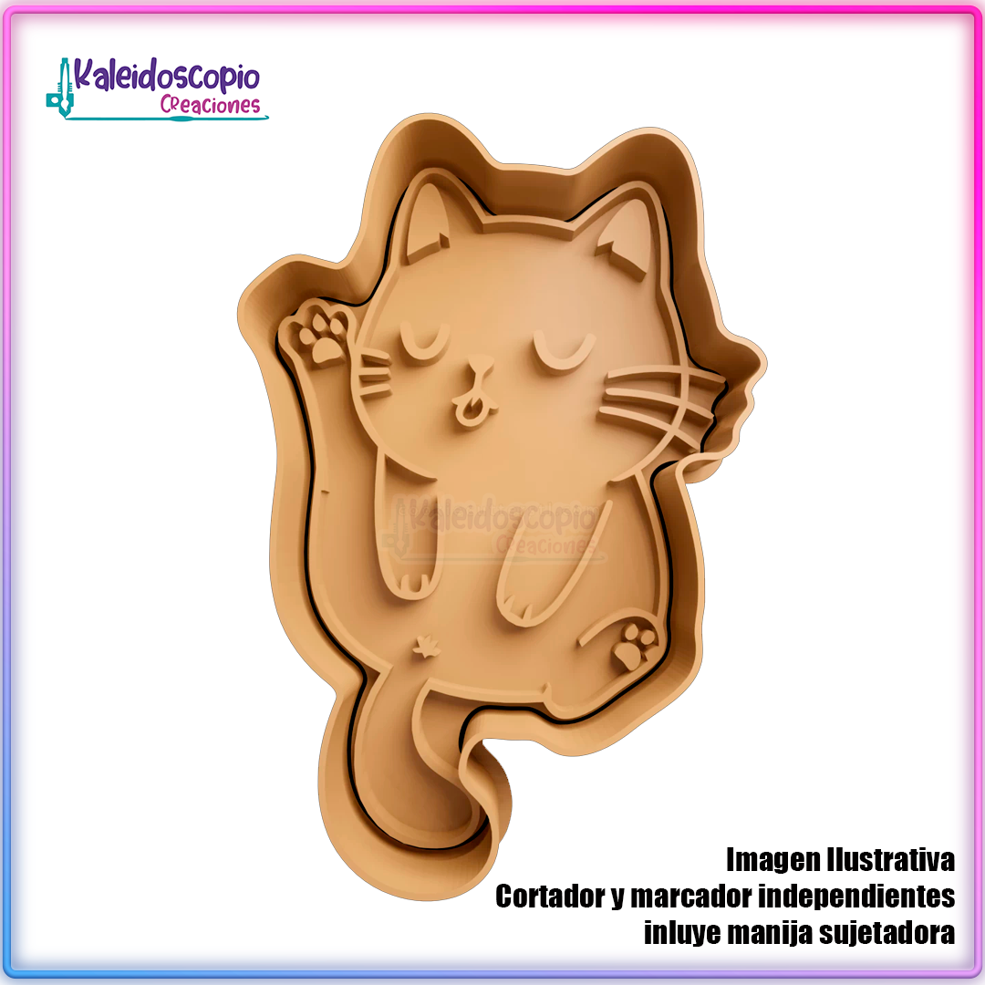 Gatito bañandose - Cortador para galletas y fondant