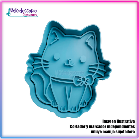 Gatito con moño - Cortador para galletas y fondant