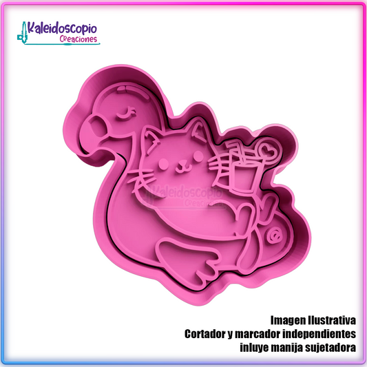 Gatito flamingo - Cortador para galletas y fondant