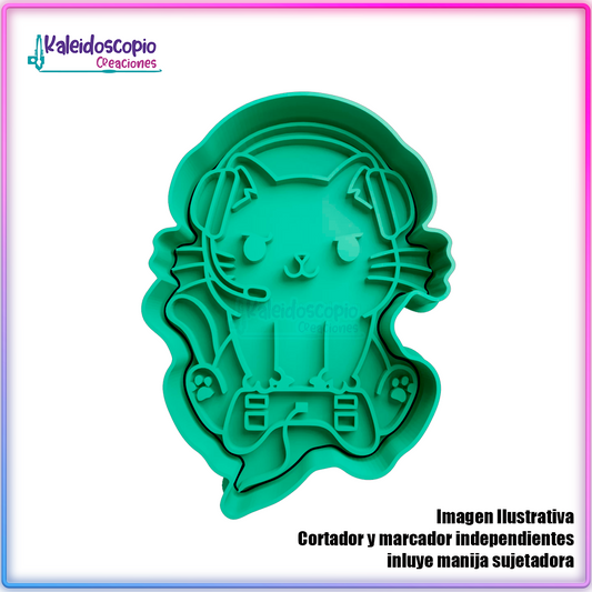 Gatito gamer - Cortador para galletas y fondant