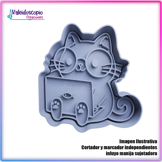 Gatito informatico - Cortador para galletas y fondant