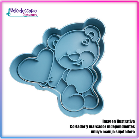 Oso con Globo en froma de Corazon San Valentin  - Cortador de Galletas y Fondant