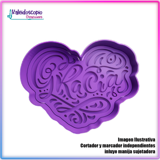 Gracias en Forma de Corazon San Valentin - Cortador de Galletas y Fondant