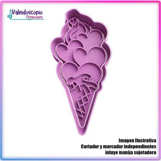 Helado de Corazones  San Valentin - Cortador de Galletas y Fondant