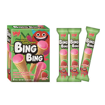 Hapi Bing Bing Cono de Helado Snack - Sabor Fresa