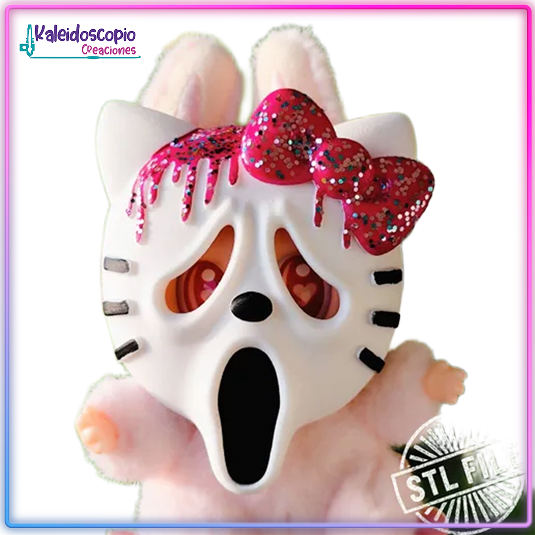 Mascara de Scream Kitty para Labubu
