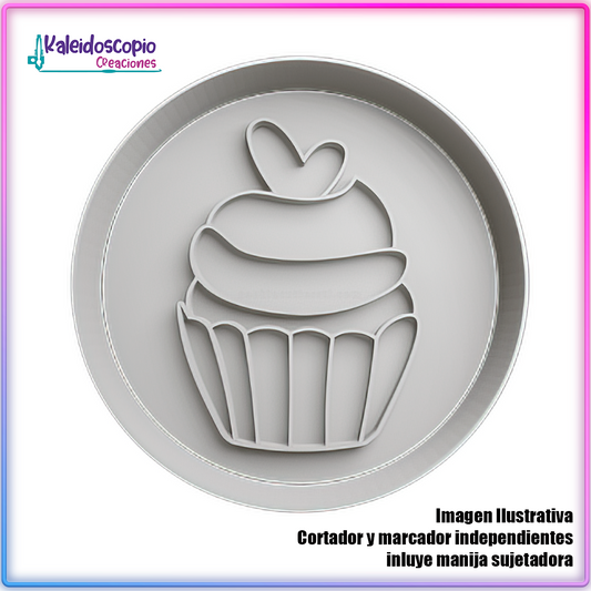 Muffin de Corazon San Valentin - Cortador de Galletas y Fondant