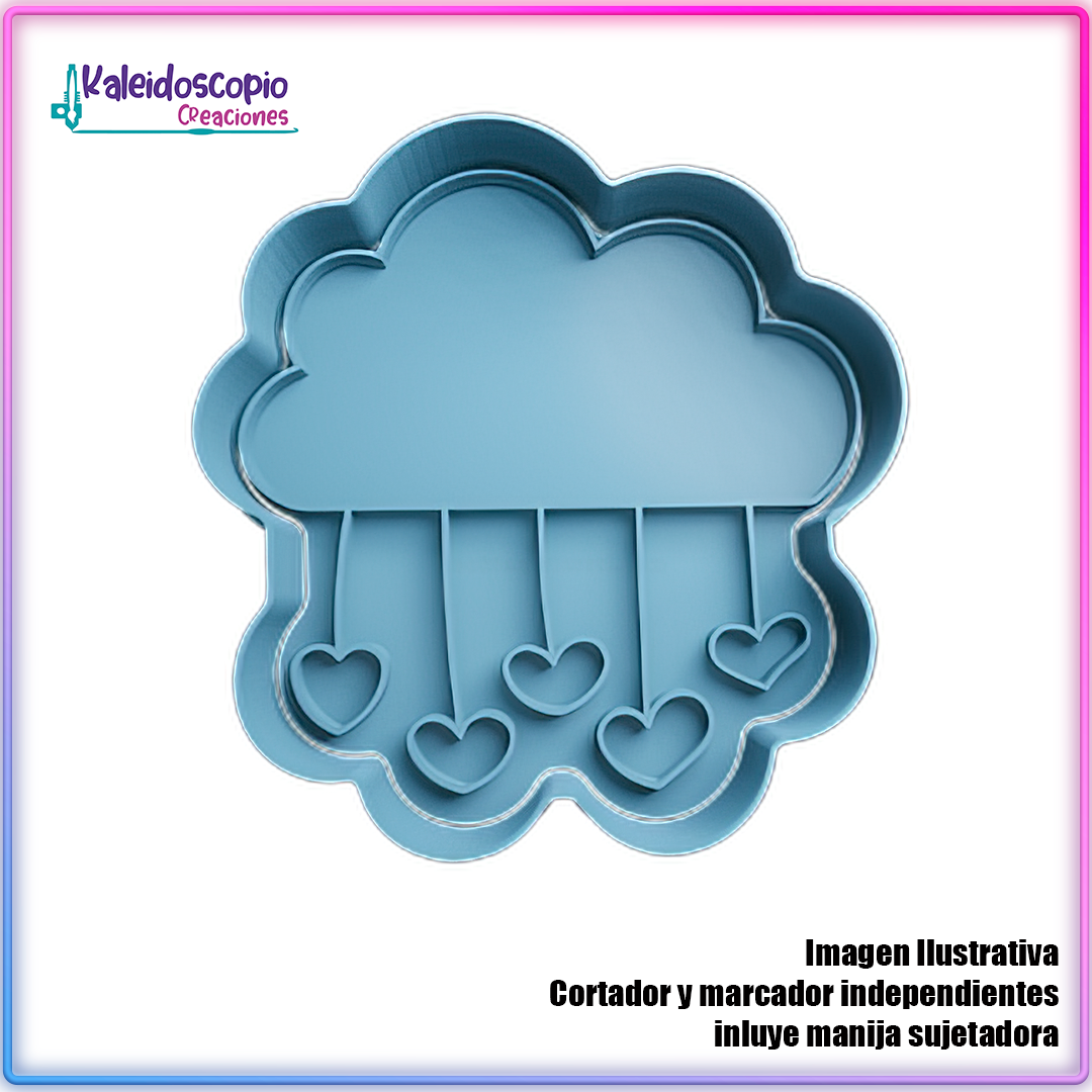 Nube Lloviendo Corazones San Valentin - Cortador de Galletas y Fondant