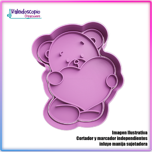 Oso Sosteniendo Corazon  San Valentin  - Cortador de Galletas y Fondant