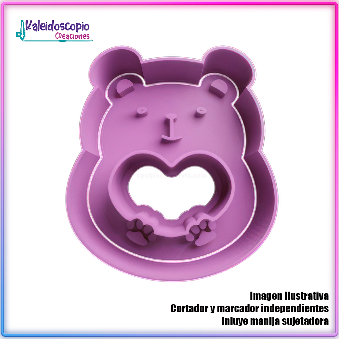 Oso con Corazon en el pecho San Valentin  - Cortador de Galletas y Fondant